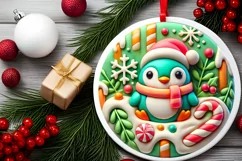 Round Christmas Ornament Sublimation|Clipart Product Image 1