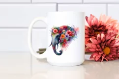 Artistic Vibrant Elephant Made of Flowers | Watercolor Product Image 2
