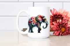 Artistic Vibrant Elephant Made of Flowers | Watercolor Product Image 2