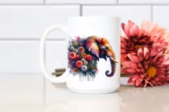 Artistic Vibrant Elephant Made of Flowers | Watercolor Product Image 2