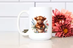 Smiling Highland Cow in Pot | Sublimation | Clipart Product Image 2