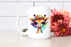 Colorful Baby Giraffe with Sun es and Sun Hat | Sublimation Product Image 2