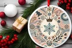 Round Christmas Ornament Sublimation|Clipart Product Image 1