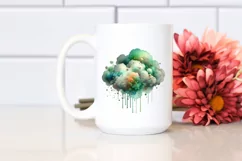 Colorful Greenish Watercolor Cloud with Metallic Insertions Product Image 2
