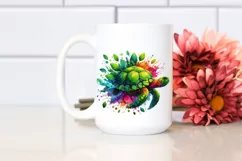 Vibrant Turtle in Abstract Frame, Watercolor PNG Product Image 2