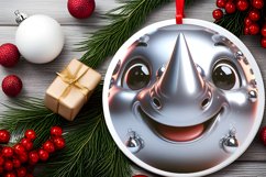Shiny Christmas Face Round Rhino Sublimation PNG Product Image 2