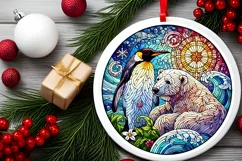 Round Christmas Ornament Sublimation|Clipart Product Image 1