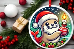 Round Christmas Ornament Sublimation|Clipart Product Image 1