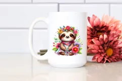 Cute Baby Sloth Dressed in Whimsical Flowers | Sublimation | Product Image 2