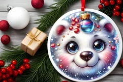 Shiny Christmas Bear Ornament Sublimation PNG Product Image 2