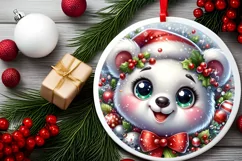 Shiny Christmas Bear Ornament Sublimation PNG Product Image 2