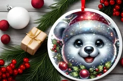 Shiny Christmas Bear Ornament Sublimation PNG Product Image 2