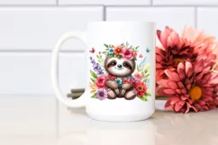 Cute Baby Sloth Dressed in Whimsical Flowers | Sublimation | Product Image 2