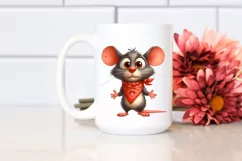 Funny Mouse Standing in 2 Legs with Bandana | Watercolor Product Image 2