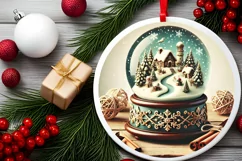 Round Christmas Ornament Sublimation|Clipart Product Image 1