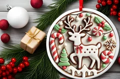 Round Christmas Ornament Sublimation|Clipart Product Image 1