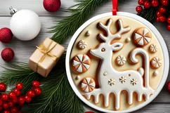 Round Christmas Ornament Sublimation|Clipart Product Image 1