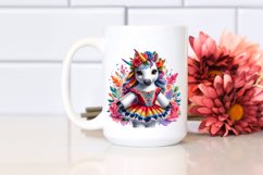 Colorful Baby Unicorn in Mazurka Dancer&#039;s Costume PNG Product Image 2