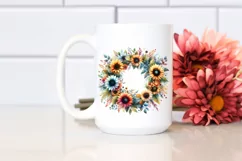 Colorfull Sunflower Wreath Abstract Clipart Product Image 2