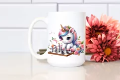 Cute Baby Unicorn Play Chess | Clipart Product Image 2