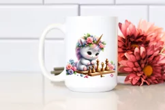 Cute Baby Unicorn Play Chess | Clipart Product Image 2