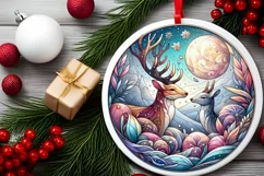 Round Christmas Ornament Sublimation|Clipart Product Image 1