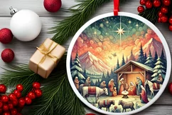 Round Christmas Ornament Sublimation|Clipart Product Image 1