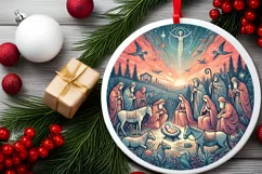 Round Christmas Ornament Sublimation|Clipart Product Image 1
