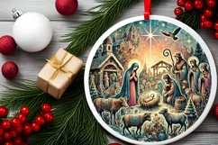 Round Christmas Ornament Sublimation|Clipart Product Image 1