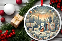 Round Christmas Ornament Sublimation|Clipart Product Image 1