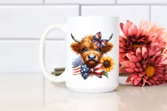 Highland Cow Portrait Wearing Bow | Clipart Product Image 2