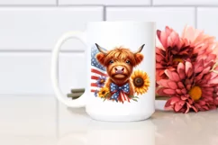Highland Cow Portrait Wearing Bow | Clipart Product Image 2