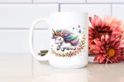 Cute Baby Unicorn Tumbling with Spring Petals | Sublimation Product Image 2