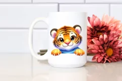 Colorful Baby Tiger Smiling Watercolor | Sublimation | Product Image 2