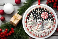 Round Christmas Ornament Sublimation|Clipart Product Image 1