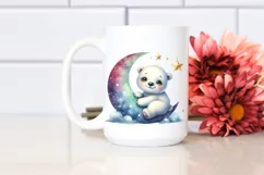 Cute Baby Polar Bear with Moon and Stars | Clipart Product Image 2
