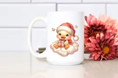Pastel Duck with Santa Hat and Gift Box PNG Product Image 2