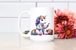 Baby Unicorn in Lab Coat, Adorable PNG Product Image 2