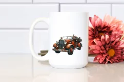 Vintage Rusty Fire Engine Watercolor USA Flag Product Image 2
