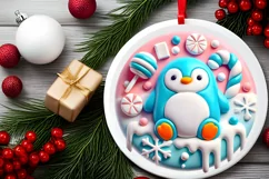 Round Christmas Ornament Sublimation|Clipart Product Image 1