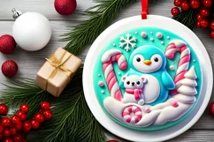 Round Christmas Ornament Sublimation|Clipart Product Image 1