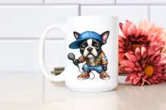 Whimsical Boston Terrier Hip Hop Singer Clipart Product Image 2