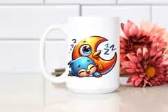 Colorful Baby Robin Moon Nap | Clipart Product Image 2