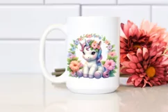 Baby Unicorn Impatiens Frame Sublimation Clipart Product Image 2