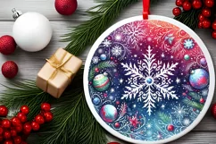 Round Christmas Ornament Sublimation|Clipart Product Image 2