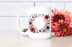 Vibrant Watercolor Wild Flowers Frame | Clipart Product Image 2
