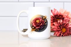 Detailed Shiny Camellia Golden Round Wood | Sublimation | Product Image 2