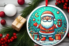 Round Christmas Ornament Sublimation|Clipart Product Image 1