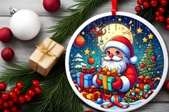 Round Christmas Ornament Sublimation|Clipart Product Image 1