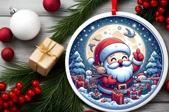 Round Christmas Ornament Sublimation|Clipart Product Image 1